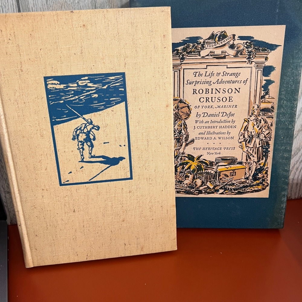 Robinson Crusoe Daniel Defoe Heritage Press Edward Wilson Illustrated Slipcase